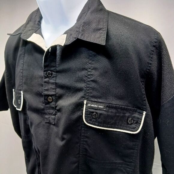 Members Only 1/2 Button Up Banded Hem Pullover Shirt 4 Pockets Logo VNT. Men's L - Picture 3 of 13